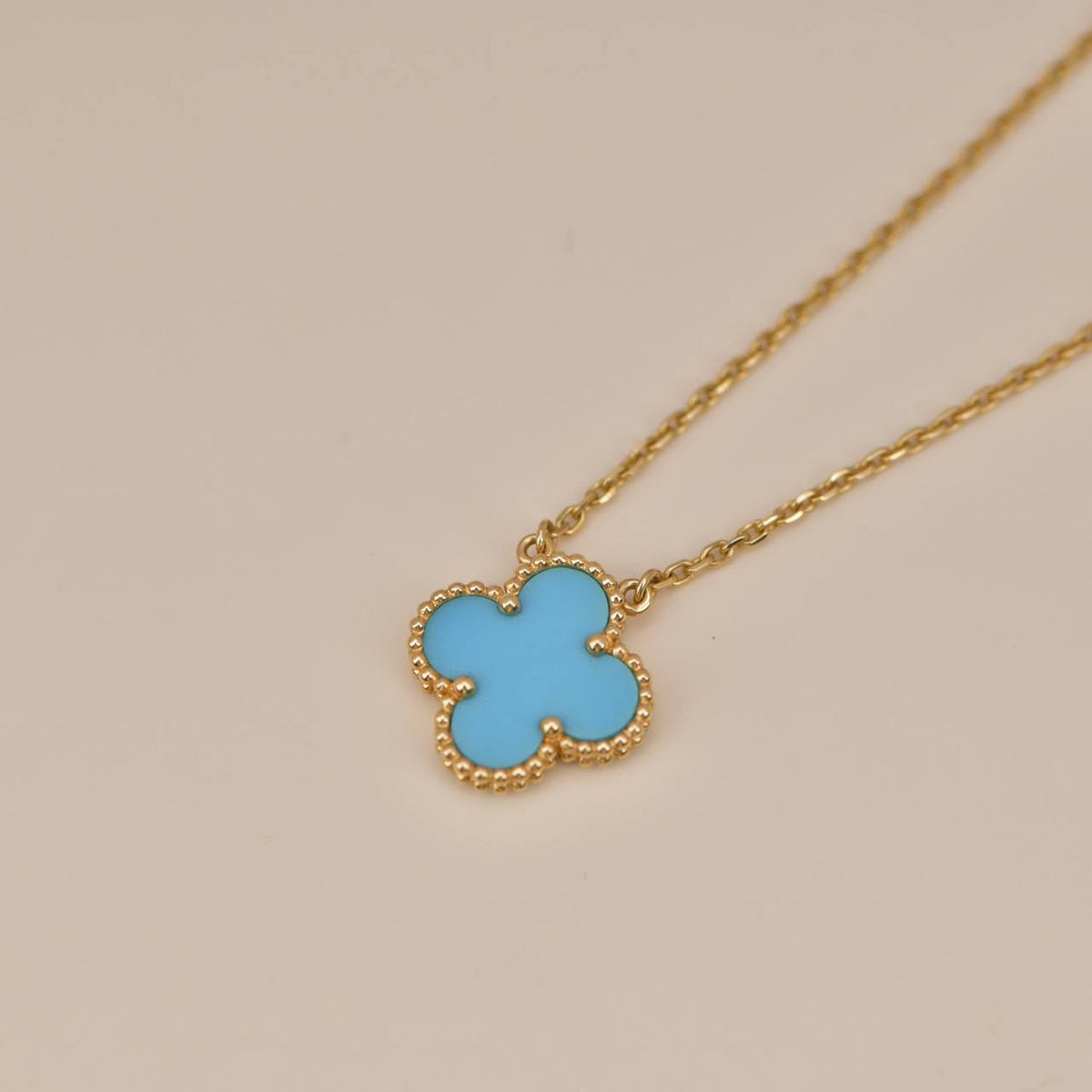 [⭐⭐JeweliWhal]CLOVER 15MM VINTAGE TURQUOISE NECKLACE
