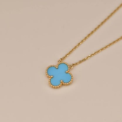 [⭐⭐JeweliWhal]CLOVER 15MM VINTAGE TURQUOISE NECKLACE