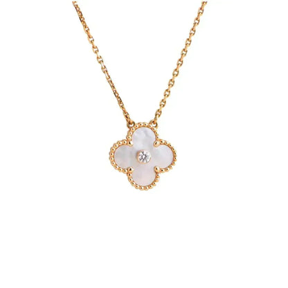 [⭐⭐JeweliWhal]CLOVER 15MM DIAMOND WHITE FRITILLARIA NECKLACE