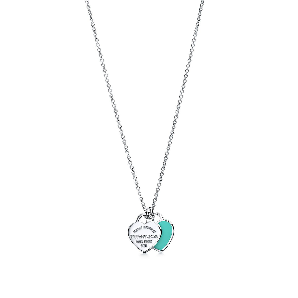 [JeweliWhal]DOUBLE HEART TAG PENDANT SILVER MINI NECKLACE
