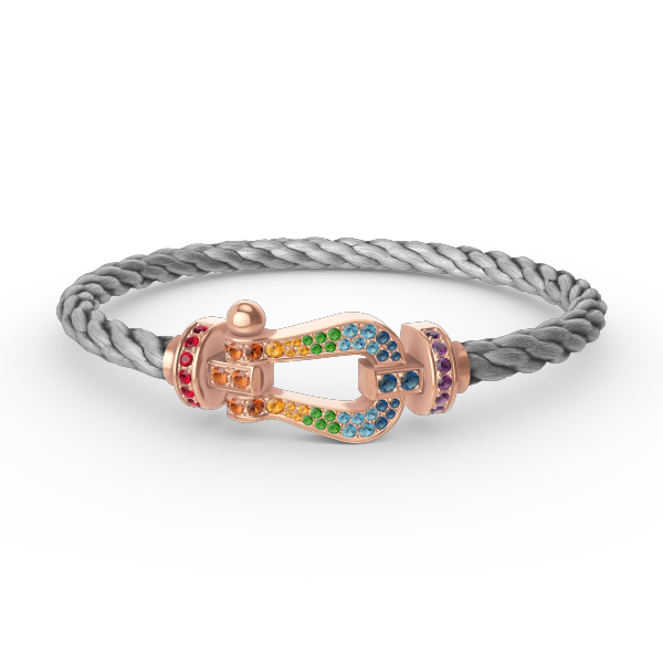 [⭐⭐JeweliWhal]FORCE GROSSES HUFEISEN-ARMBAND MIT FARBDIAmanten IN ROTGOLD