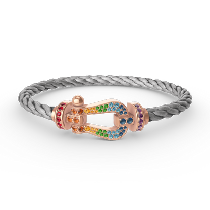 [⭐⭐JeweliWhal]FORCE GROSSES HUFEISEN-ARMBAND MIT FARBDIAmanten IN ROTGOLD