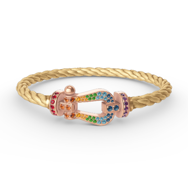 [⭐⭐JeweliWhal]FORCE GROSSES HUFEISEN-ARMBAND MIT FARBDIAmanten IN ROTGOLD