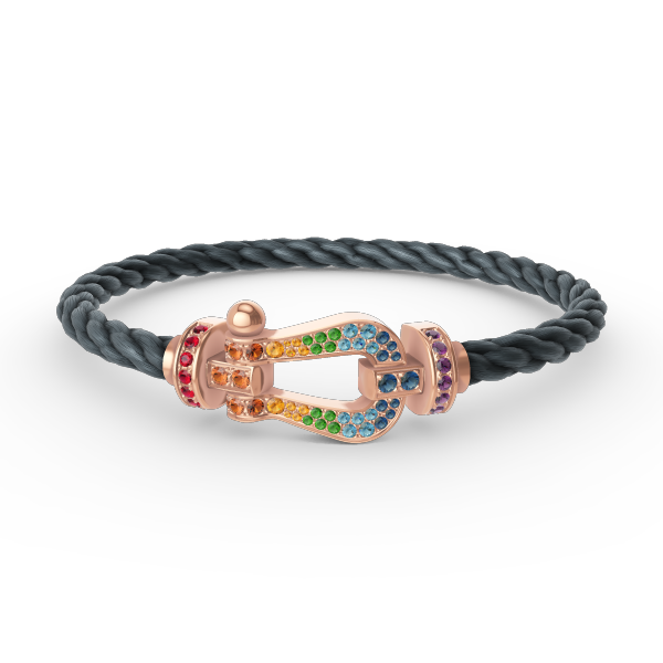 [⭐⭐JeweliWhal]FORCE GROSSES HUFEISEN-ARMBAND MIT FARBDIAmanten IN ROTGOLD