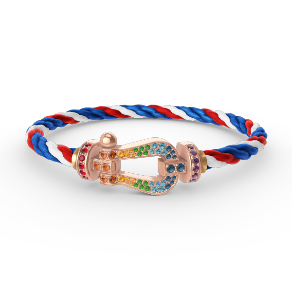 [⭐⭐JeweliWhal]FORCE GROSSES HUFEISEN-ARMBAND MIT FARBDIAmanten IN ROTGOLD