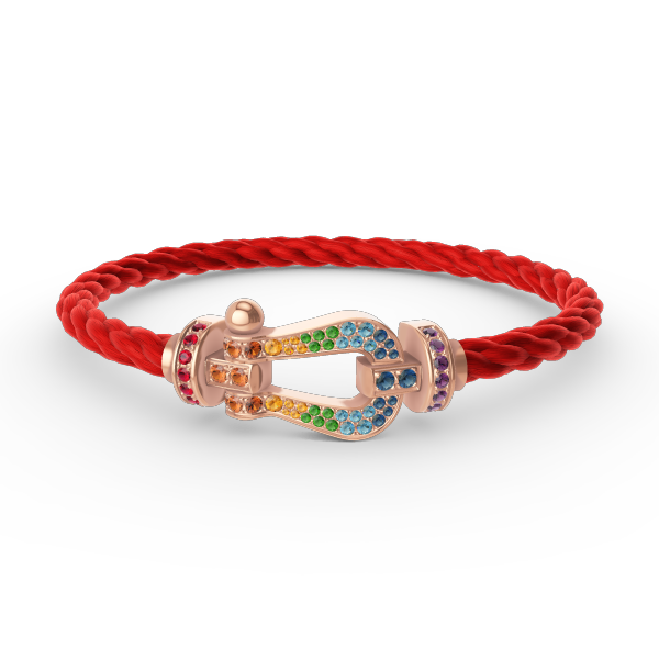 [⭐⭐JeweliWhal]FORCE GROSSES HUFEISEN-ARMBAND MIT FARBDIAmanten IN ROTGOLD