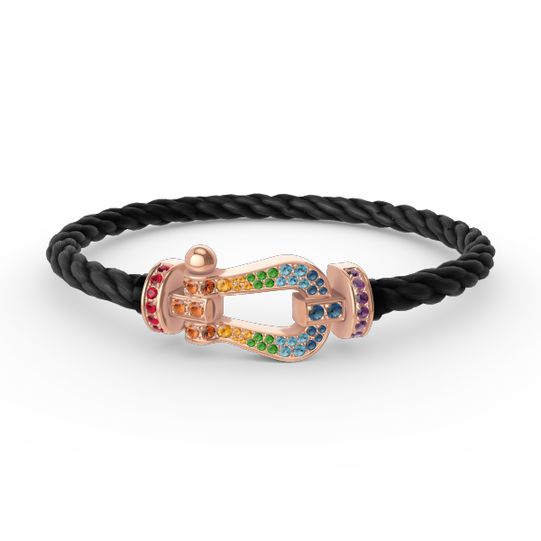 [⭐⭐JeweliWhal]FORCE GROSSES HUFEISEN-ARMBAND MIT FARBDIAmanten IN ROTGOLD