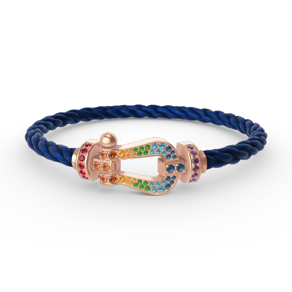 [⭐⭐JeweliWhal]FORCE GROSSES HUFEISEN-ARMBAND MIT FARBDIAmanten IN ROTGOLD