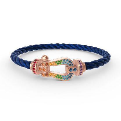 [⭐⭐JeweliWhal]FORCE GROSSES HUFEISEN-ARMBAND MIT FARBDIAmanten IN ROTGOLD