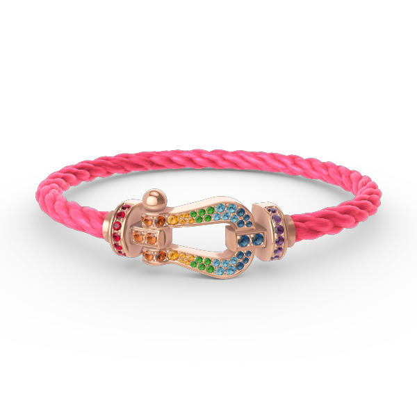 [⭐⭐JeweliWhal]FORCE GROSSES HUFEISEN-ARMBAND MIT FARBDIAmanten IN ROTGOLD