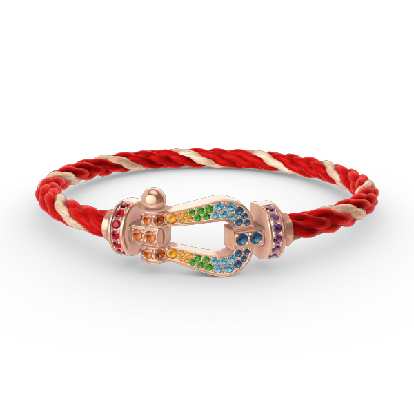 [⭐⭐JeweliWhal]FORCE GROSSES HUFEISEN-ARMBAND MIT FARBDIAmanten IN ROTGOLD