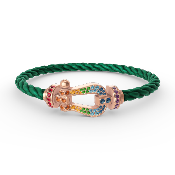 [⭐⭐JeweliWhal]FORCE GROSSES HUFEISEN-ARMBAND MIT FARBDIAmanten IN ROTGOLD