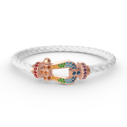 [⭐⭐JeweliWhal]FORCE GROSSES HUFEISEN-ARMBAND MIT FARBDIAmanten IN ROTGOLD