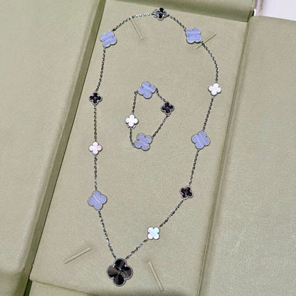 [⭐⭐JeweliWhal]ABNEHMBARE KLEEBATT 15 (11+4) BLUMEN-SILBERKETTEN-SET