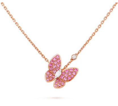 [⭐⭐JeweliWhal]BUTTERFLY RED DIAMOND ROSE GOLD NECKLACE