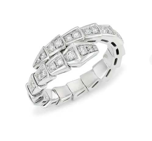 [⭐⭐JeweliWhal]SERPENTI RING SILVER DIAMOND PAVED 4MM
