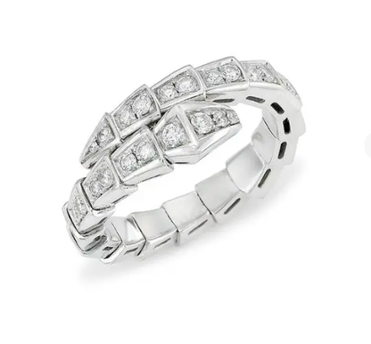 [⭐⭐JeweliWhal]SERPENTI RING SILVER DIAMOND PAVED 4MM