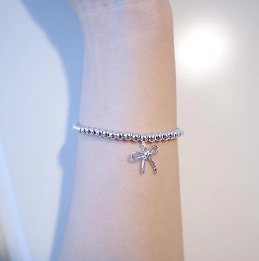 [JeweliWhal]STERLING SILVER BOW BEAD BRACELET