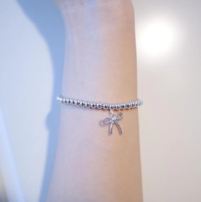 [JeweliWhal]STERLING SILVER BOW BEAD BRACELET