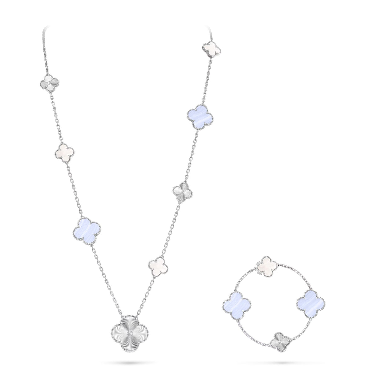 [⭐⭐JeweliWhal]ABNEHMBARE KLEEBATT 15 (11+4) BLUMEN-SILBERKETTEN-SET