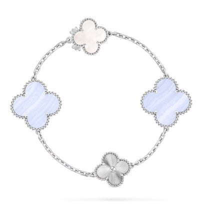 [⭐⭐JeweliWhal]ABNEHMBARE KLEEBATT 15 (11+4) BLUMEN-SILBERKETTEN-SET
