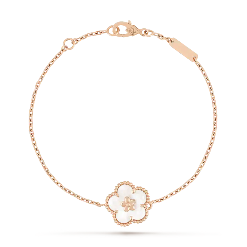 [⭐⭐JeweliWhal]GLÜCKSBRACELETT MIT WEISSEM PERLMUTT-BLÜTENMUSTER