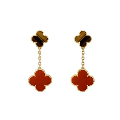 [⭐⭐JeweliWhal]CLOVER  2 MOTIF  TIGER EYE CARNELIAN EARRINGS