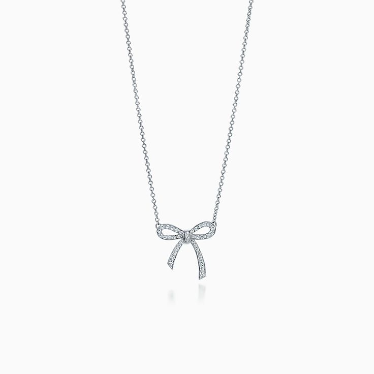 [JeweliWhal]RIBBON NECKLACE BOW PENDANT DIAMOND CHARM CHAIN