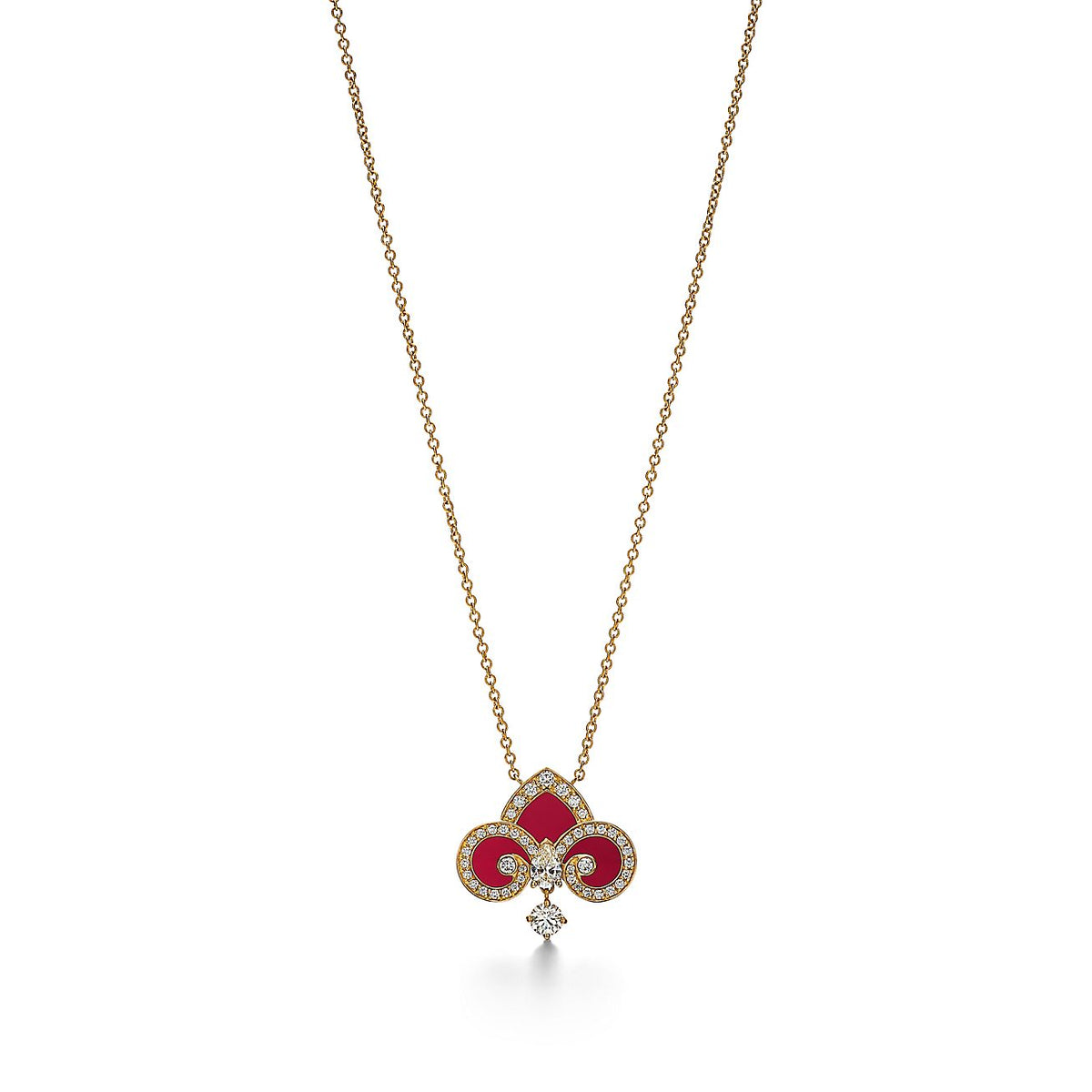 [JeweliWhal]FLEUR DE LIS PINK GOLD DIAMOND NECKLACE