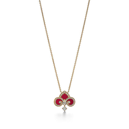 [JeweliWhal]FLEUR DE LIS PINK GOLD DIAMOND NECKLACE