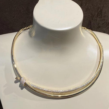 [JeweliWhal]KNOT DOUBLE ROW NECKLACE IN YELLOW GOLD WITH DIAMONDS