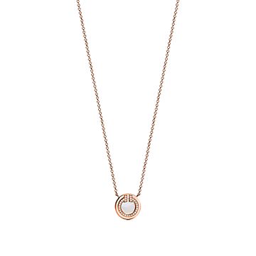 [JeweliWhal]DIAMOND AND MOTHER PEARL CIRCLE NECKLACE PENDANT