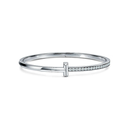 [JeweliWhal]NARROW T1 HINGED BANGLE DIAMOND SILVER