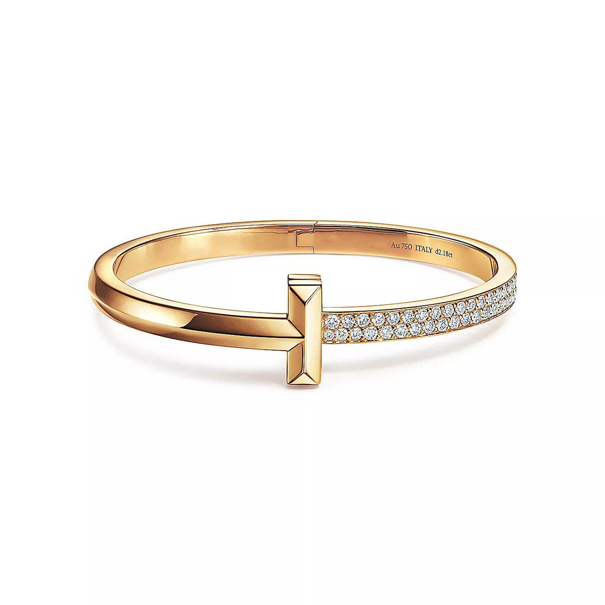 [JeweliWhal]T1 WIDE DIAMOND HINGED BANGLE PINK GOLD