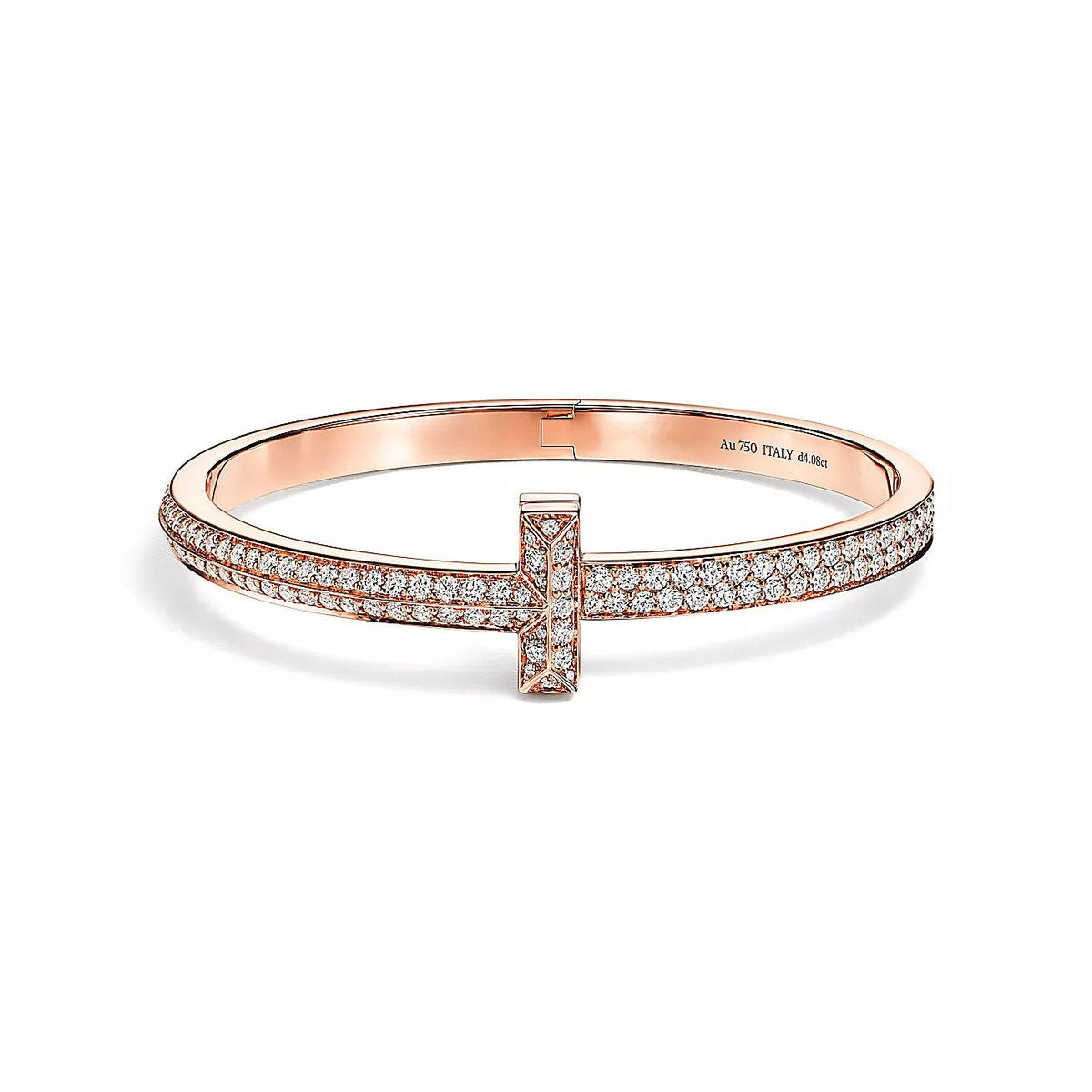 [JeweliWhal]T1 WIDE HINGED BANGLE DIAMOND PAVED BRACELET