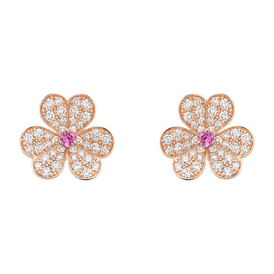 [⭐⭐JeweliWhal]FRIVOLE OHRRINGE AUS ROSÉGOLD MIT BLUMENMOTIV UND DIAMANTEN