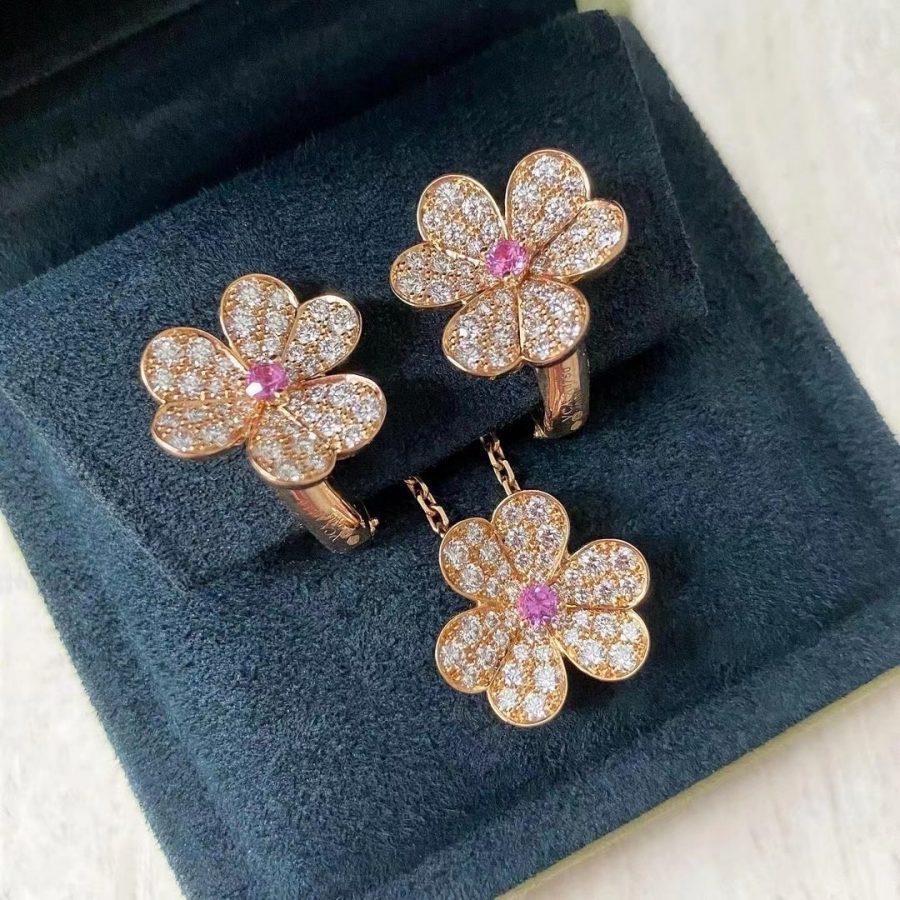 [⭐⭐JeweliWhal]FRIVOLE PINK GOLD FLOWER DIAMOND EARRINGS