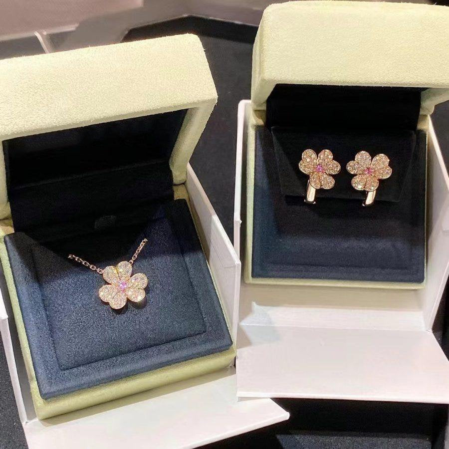 [⭐⭐JeweliWhal]FRIVOLE ROSE GOLD FLOWER DIAMOND NECKLACE