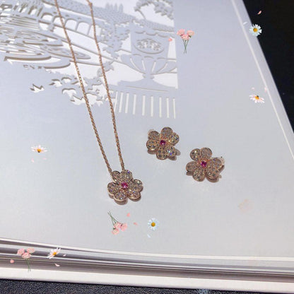 [⭐⭐JeweliWhal]FRIVOLE ROSE GOLD FLOWER DIAMOND NECKLACE