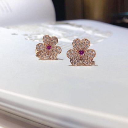 [⭐⭐JeweliWhal]FRIVOLE PINK GOLD FLOWER DIAMOND EARRINGS