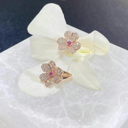 [⭐⭐JeweliWhal]FRIVOLE PINK GOLD FLOWER DIAMOND EARRINGS