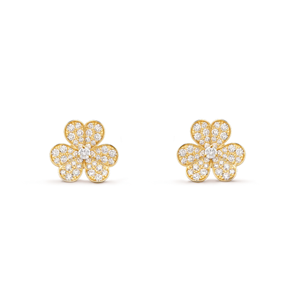 [⭐⭐JeweliWhal]FRIVOLE GOLD BLUMEN OHRRINGE MIT DIAMANTEN