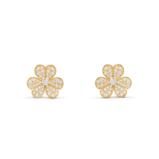 [⭐⭐JeweliWhal]FRIVOLE GOLD BLUMEN OHRRINGE MIT DIAMANTEN