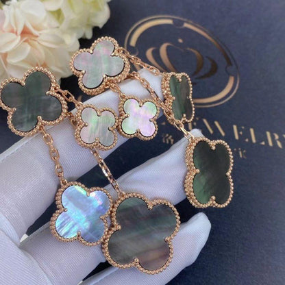 [⭐⭐JeweliWhal]CLOVER EARRINGS DARK MOP 4 MOTIFS ROSE GOLD