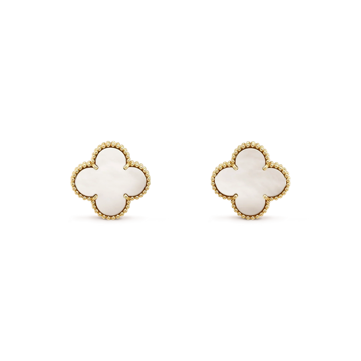 [⭐⭐JeweliWhal]CLOVER MEDIUM 1 MOTIFS  WHITE MOP STUD EARRINGS