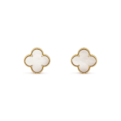 [⭐⭐JeweliWhal]CLOVER MEDIUM 1 MOTIFS  WHITE MOP STUD EARRINGS