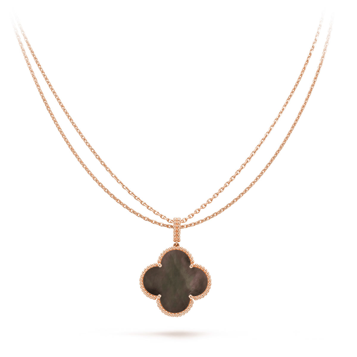 [⭐⭐JeweliWhal]CLOVER 25MM GOLD DUNKLE PERLMUTT GROSSE CLOVER-HALSKETTE