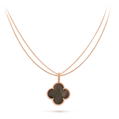 [⭐⭐JeweliWhal]CLOVER 25MM GOLD DUNKLE PERLMUTT GROSSE CLOVER-HALSKETTE