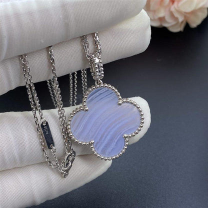[⭐⭐JeweliWhal]CLOVER SILBER CHALCEDON GROSSE KLEEBALL-HALSKETTE