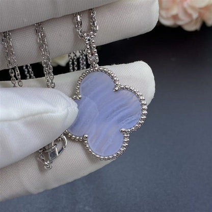 [⭐⭐JeweliWhal]CLOVER SILBER CHALCEDON GROSSE KLEEBALL-HALSKETTE